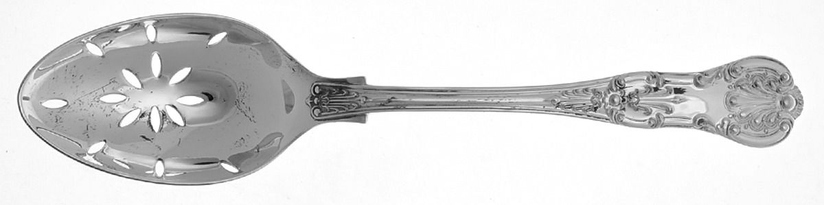 Queens (Silverplate) Pierced Tablespoon (Serving Spoon) by Roberts & Belk-1