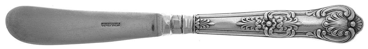 Queens (Silverplate) Hlw Hndl Butter Spreader (Slvpt Bld) by Roberts & Belk-1