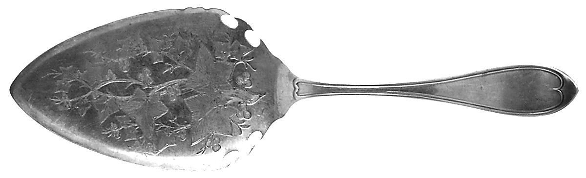 Oval Thread (Silverplate, 1880) Large Solid Bright Cut Pie Knife by Reed & Barton-1