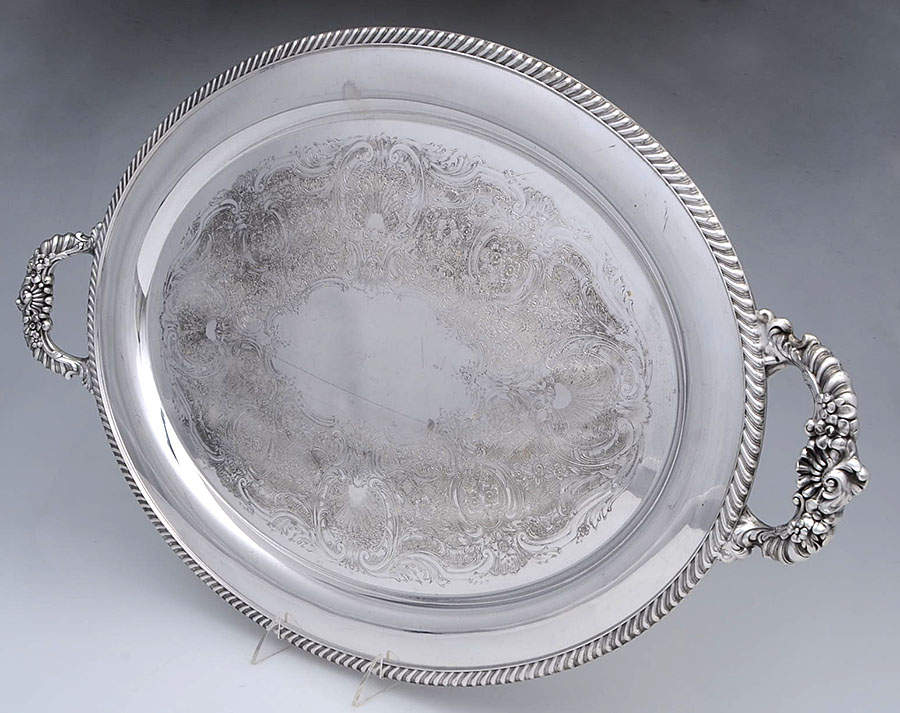 Buckingham (Silverplate, Hollowware) Large Silverplate Waiter Tray by Reed & Barton-1