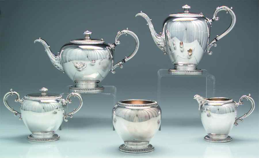 Buckingham (Silverplate, Hollowware) 5-Piece Plated Tea Set (with Waste) by Reed & Barton-1