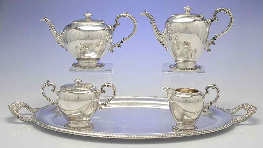 Buckingham (Silverplate, Hollowware) 5 Pc Tea Set (PTP1,PCP1,PCR1,PSU1,PWTL1) by Reed & Barton-1
