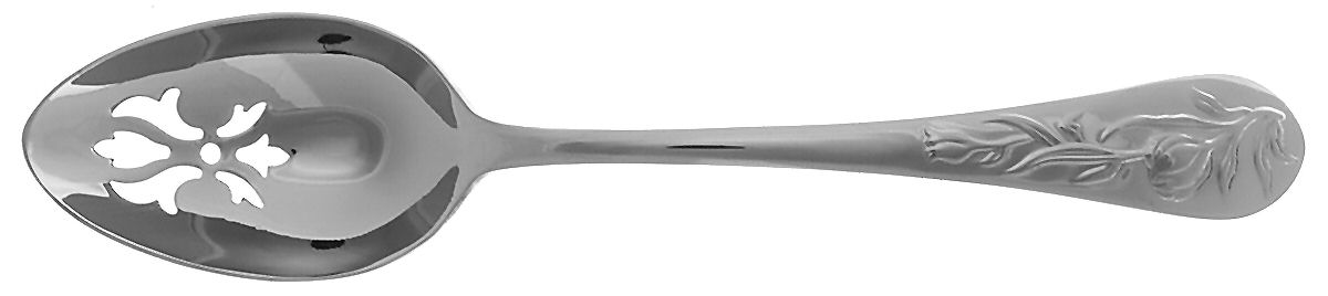 French Floral (Stainless) Pierced Tablespoon (Serving Spoon) by Reed & Barton-1