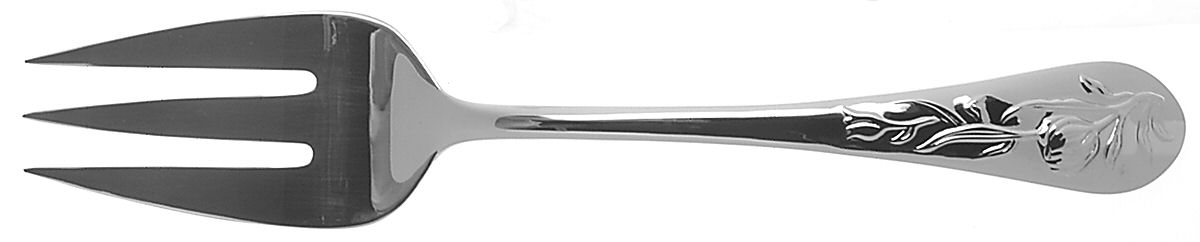 French Floral (Stainless) Medium Solid Cold Meat Serving Fork by Reed & Barton-1