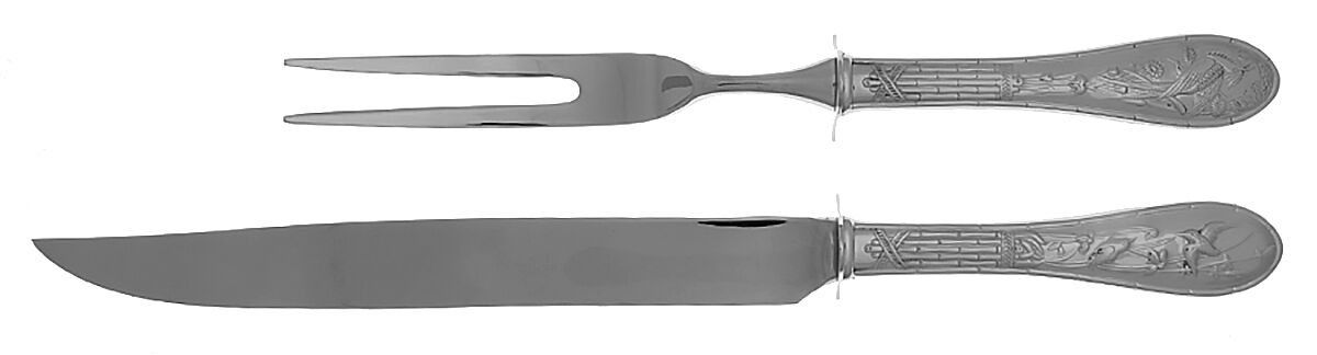 Japanese Bird and Bamboo (Stainless) Small Solid 2-Piece Steak Carving Set by Ricci (Argentieri)-1