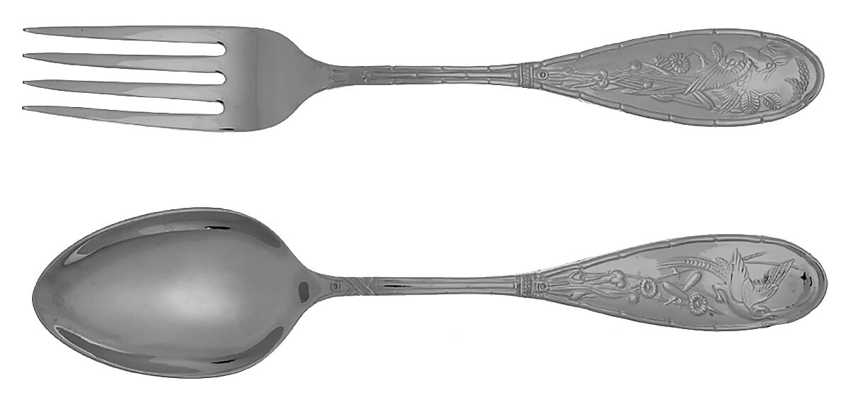 Japanese Bird and Bamboo (Stainless) Solid Serving Set by Ricci (Argentieri)-1