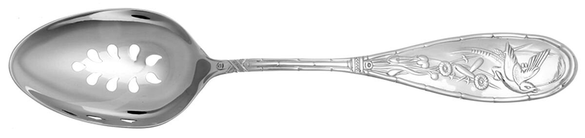 Japanese Bird and Bamboo (Stainless) Pierced Tablespoon (Serving Spoon) HC by Ricci (Argentieri)-1