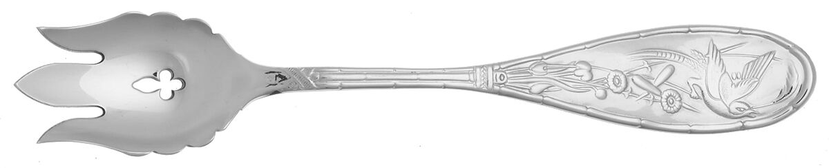 Japanese Bird and Bamboo (Stainless) Vegetable Serving Fork Solid  HC by Ricci (Argentieri)-1