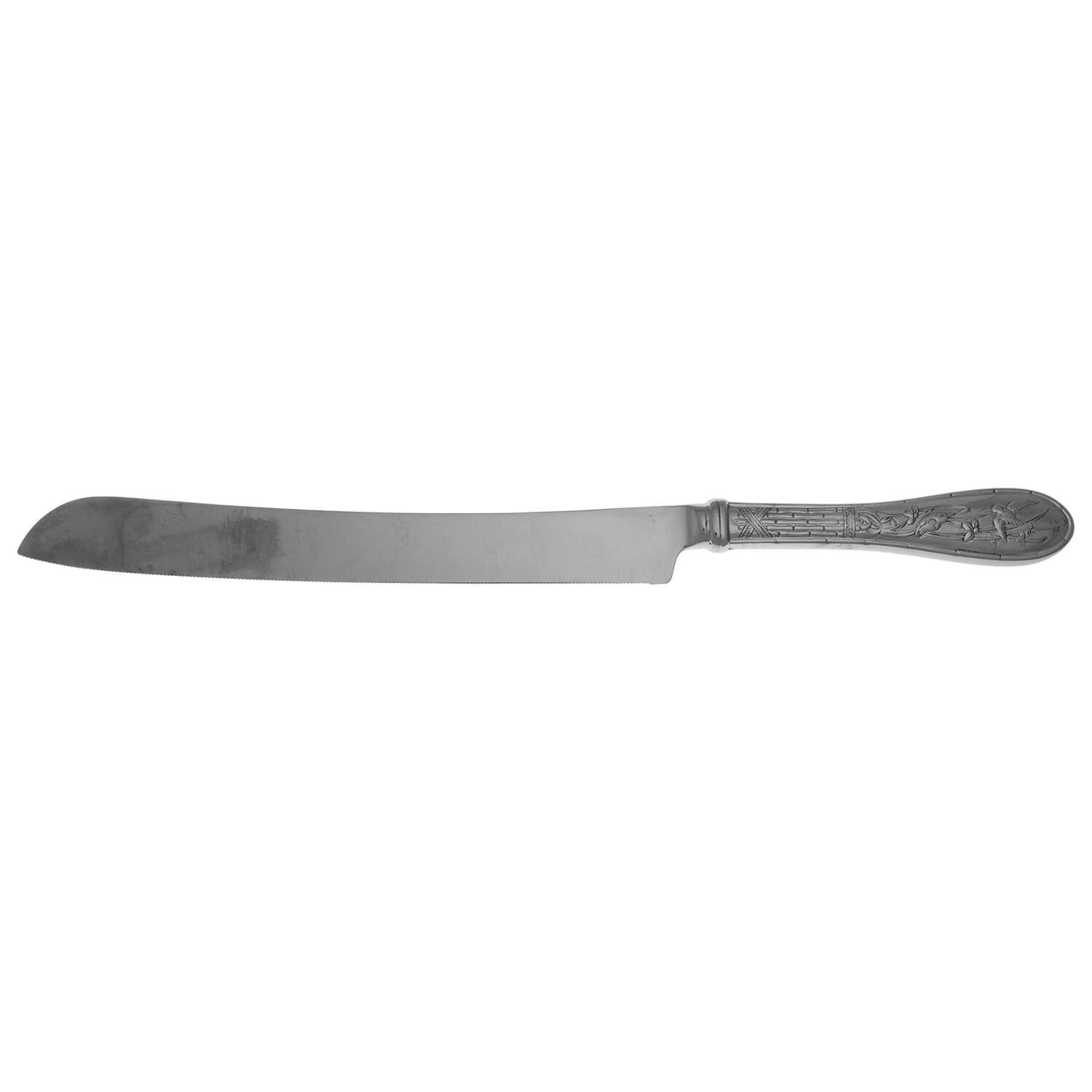 Japanese Bird and Bamboo (Stainless) Wedding Cake Knife with Stainless Blade HC by Ricci (Argentieri)-1
