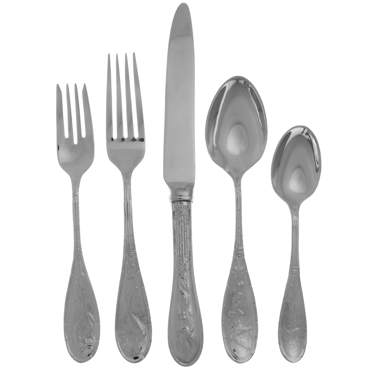 Japanese Bird and Bamboo (Stainless) 40 Piece Estate Set by Ricci (Argentieri)-1