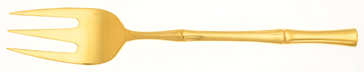 Bamboo d'Oro (Gold Electroplate) Solid Serving Fork by Ricci (Argentieri)-1