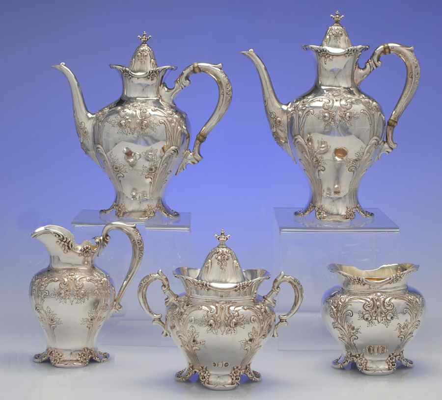 120 (Sterling, Hollowware) 5 Piece Tea Set (SCP, STP, SCR, SSU, SWB) by Reed & Barton-1