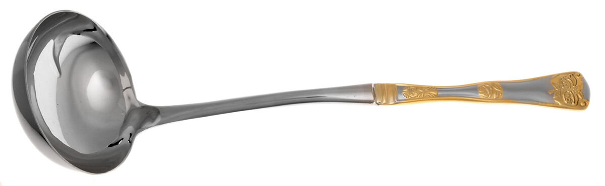 Old Country Roses (Stnls, Gold Acct) Soup Ladle with Stainless Bowl HC by Royal Albert-1