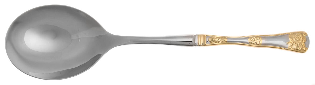 Old Country Roses (Stnls, Gold Acct) Casserole Spoon with Smooth Stainless Bowl HC by Royal Albert-1