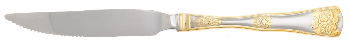 Old Country Roses (Stnls, Gold Acct) Steak Knife Individual Hollow, Serrate HC by Royal Albert-1
