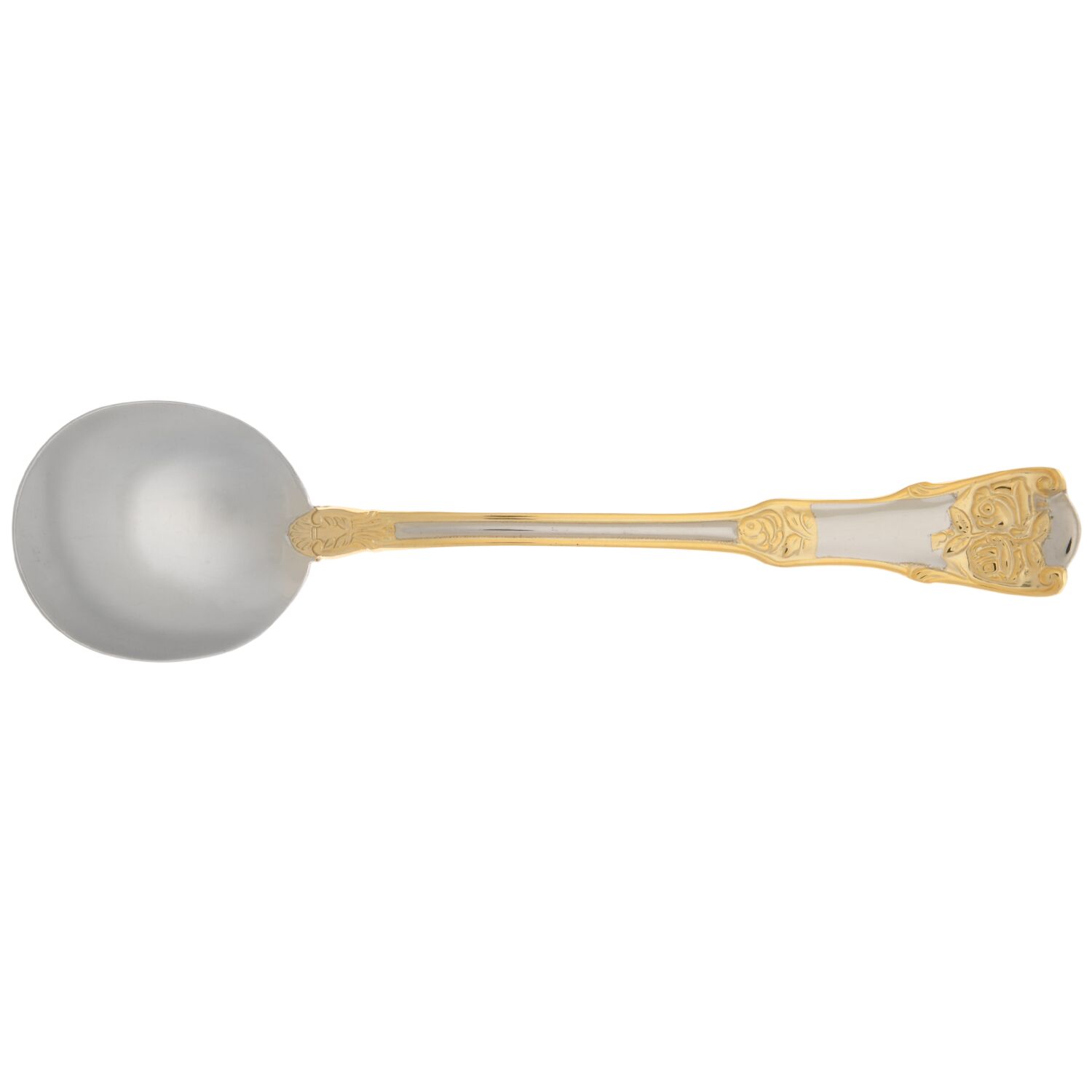 Old Country Roses (Stnls, Gold Acct) Round Bowl Soup Spoon (Cream Soup) HC by Royal Albert-1