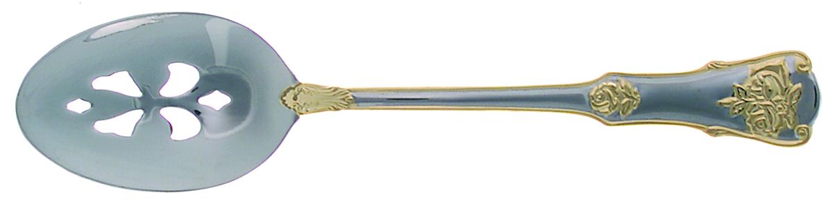 Old Country Roses (Stnls, Gold Acct) Pierced Tablespoon (Serving Spoon) by Royal Albert-1