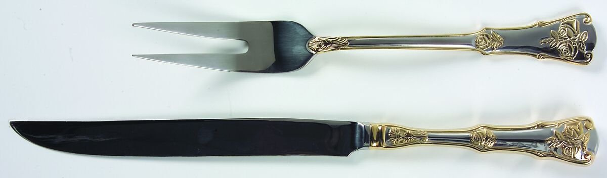 Old Country Roses (Stnls, Gold Acct) Large 2-Piece Roast Carving Set w/Stainless Blade by Royal Albert-1