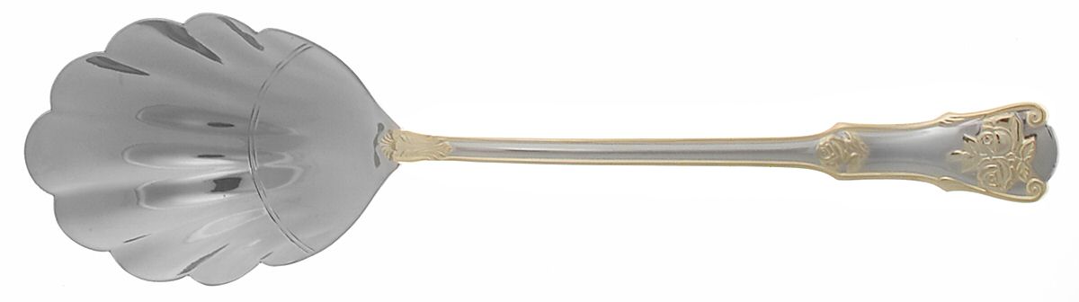 Old Country Roses (Stnls, Gold Acct) Solid Salad Serving Spoon by Royal Albert-1