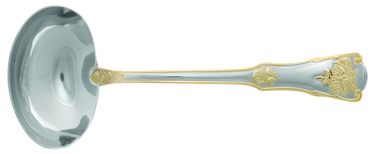 Old Country Roses (Stnls, Gold Acct) Solid Gravy Ladle by Royal Albert-1