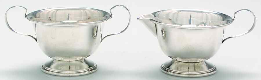 2791 (Sterling, Hollowware) Mini Sterling Creamer and Open Sugar by Redlich-1
