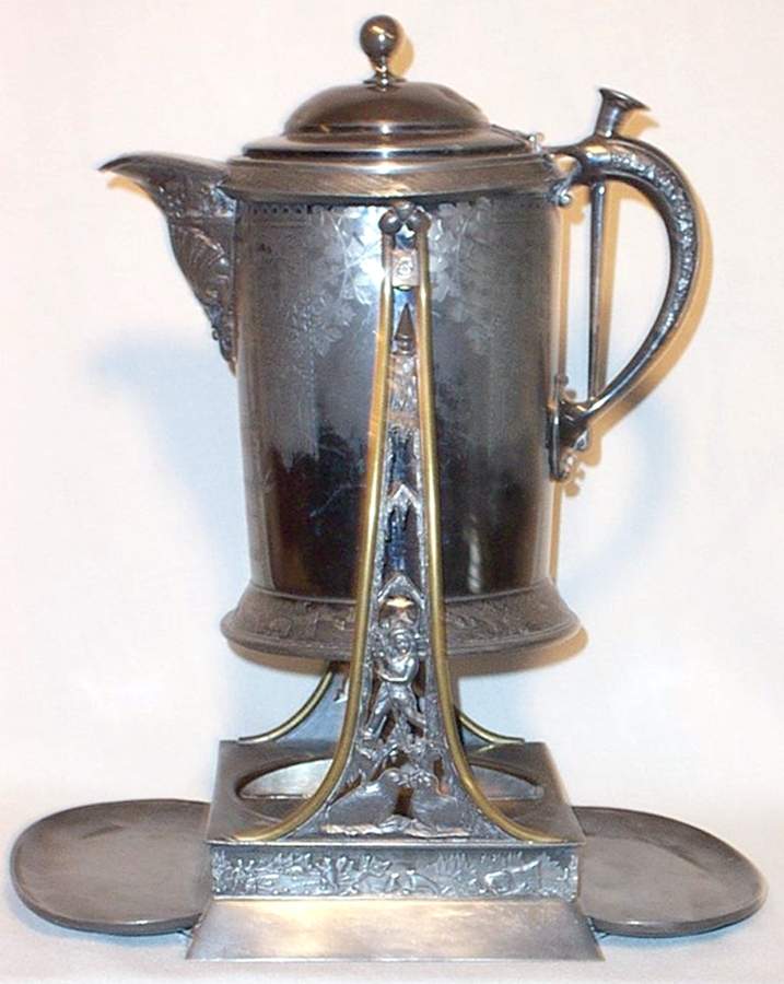 369 (Silverplate, Hollowware) Pitcher with Hinged Lid and Tilting Stand by Rogers Smith-1