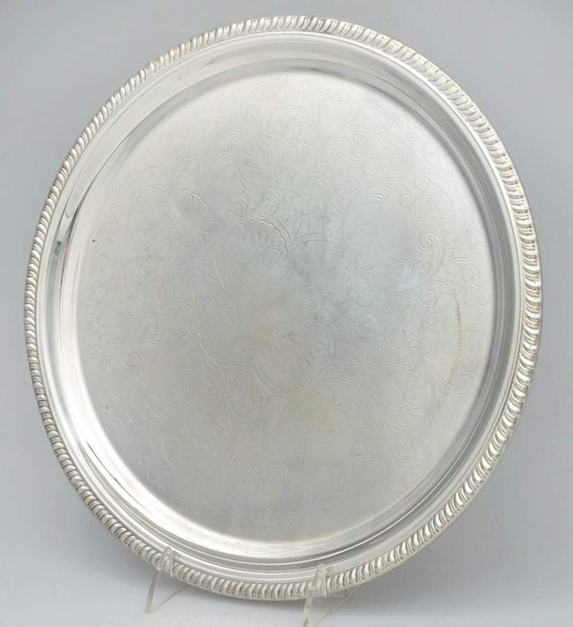 Silverplate Hollowware 12" Round Tray by Raimond-1
