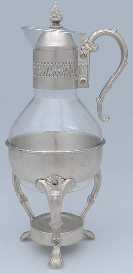 Silverplate Hollowware Crystal Wine Carafe w/Silver Handle by Raimond-1