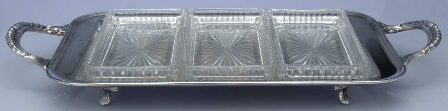 Silverplate Hollowware 1 Glass Liner for a 3 Part Rectangular Relish by Raimond-1