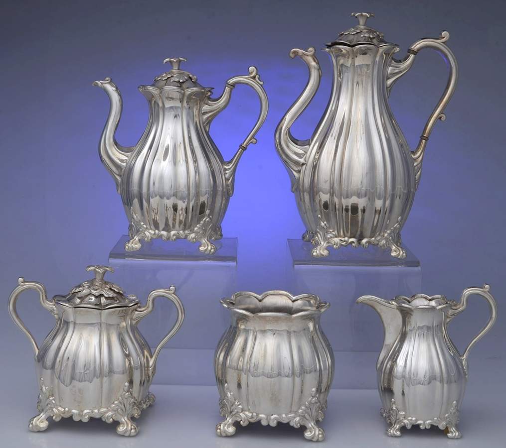 1765 (Silverplate, Hollowware) 5-Piece Plated Tea Set (with Waste) by Reed & Barton-1