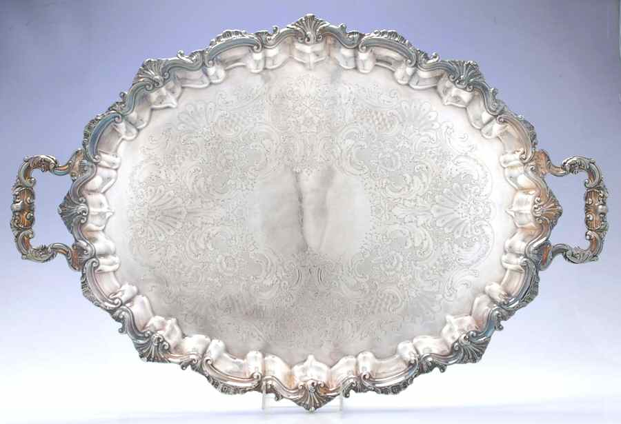 06116 (Silverplate, Hollowware) Large Silverplate Waiter Tray by Reed & Barton-1