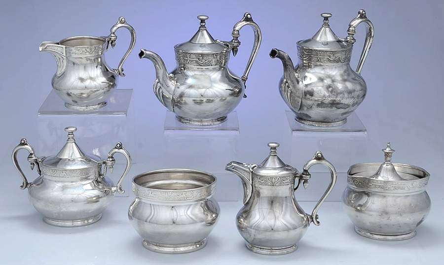 2712 (Silverplate, Hollowware) 9 Piece Tea Set (PCP,PTP,PCR.CRHL.PWB,2-PSU) by Reed & Barton-1
