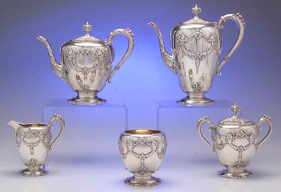 Francis I (Sterling, Hlwr, Eag-R-Lion, 580) 5 Piece Tea Set (SCP, STP, SCR, SSU, SWB) by Reed & Barton-1