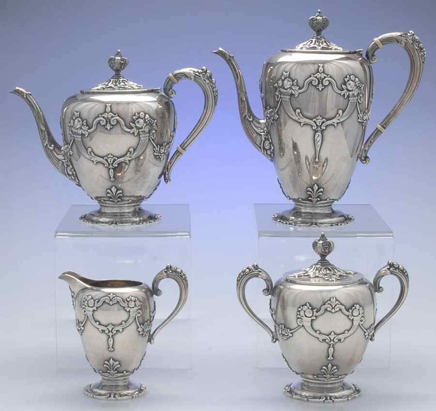 Francis I (Sterling, Hlwr, Eag-R-Lion, 580) 4 Piece Tea Set (SCP, STP, SCR, SSU) by Reed & Barton-1