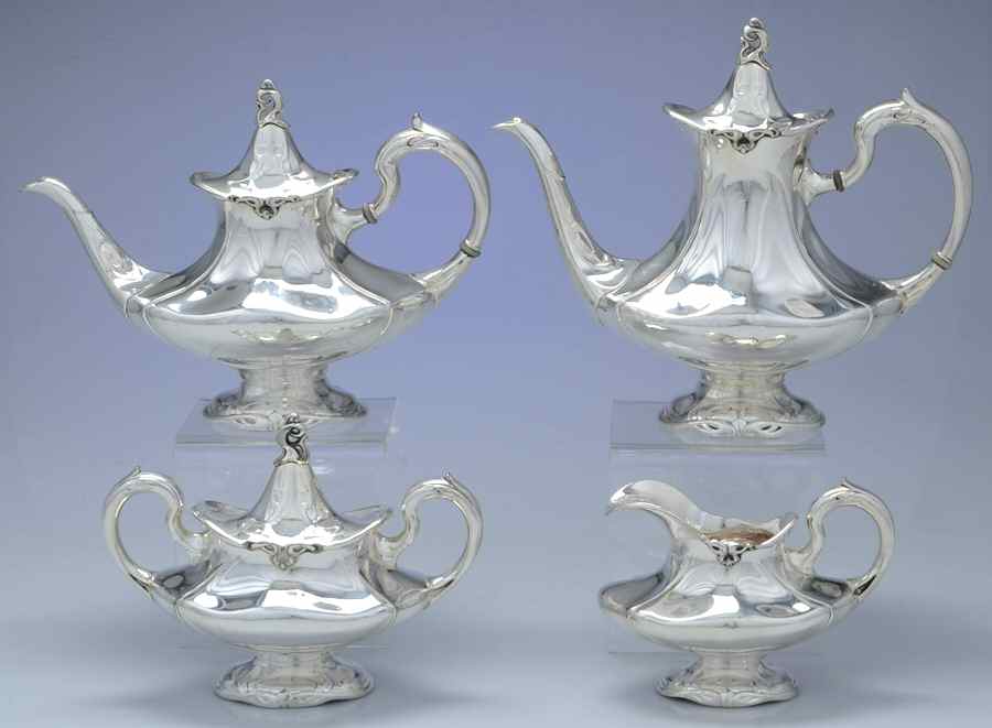 3710 (Silverplate, Hollowware) (4 Piece) Silverplate Tea Set by Reed & Barton-1