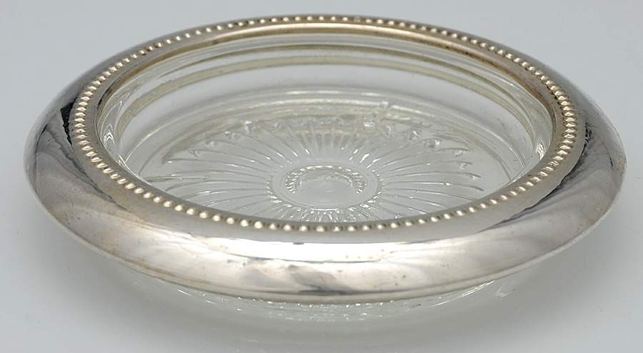 Sterling Hollowware Crystal Coaster with Sterling Rim by Raimond-1