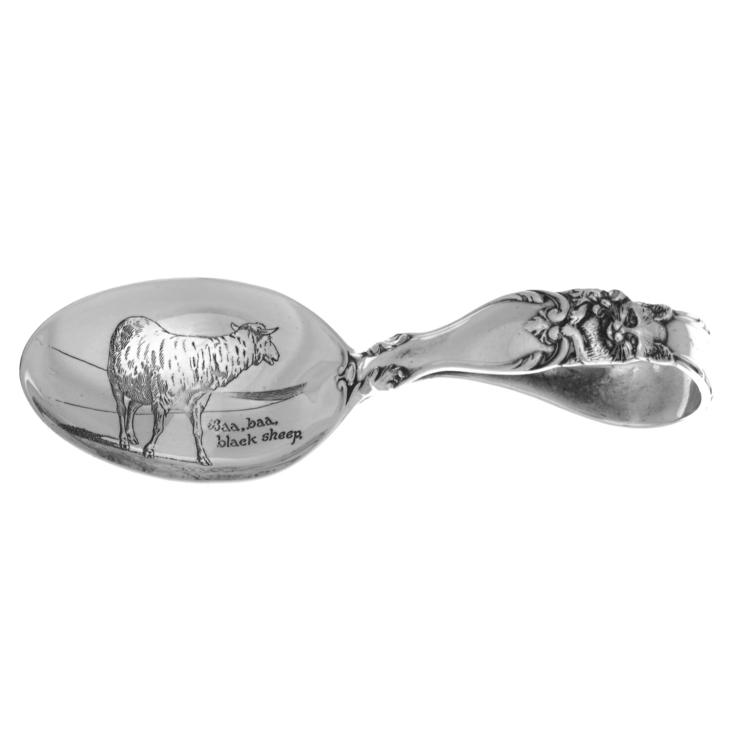 RDS150 (Sterling) Curved Handle Nursery Rhyme Baby Spoon by Reed & Barton-1