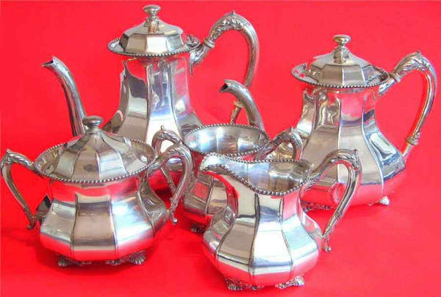 3560 (Silverplate, Hollwware) 5-Piece Plated Tea Set (with Waste) by Reed & Barton-1