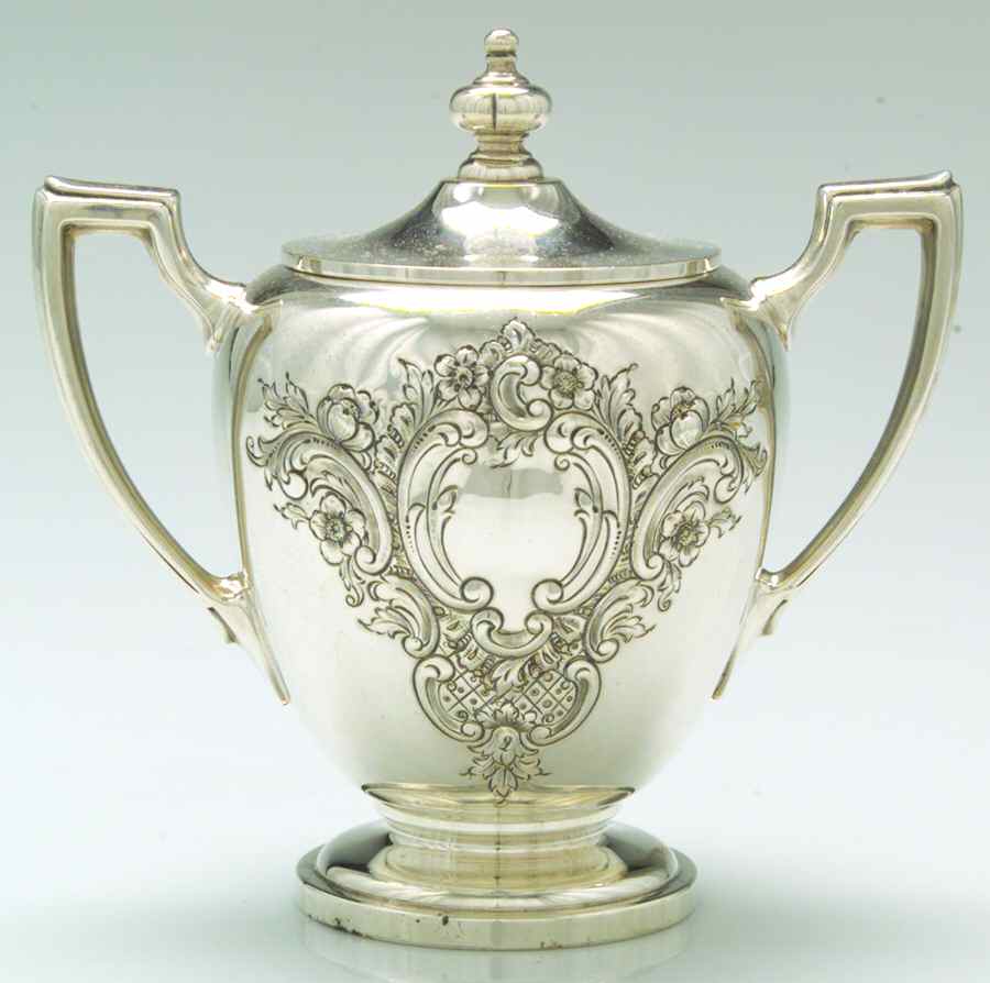 Pointed Antique-Hand Chased Sugar Bowl & Lid by Reed & Barton-1