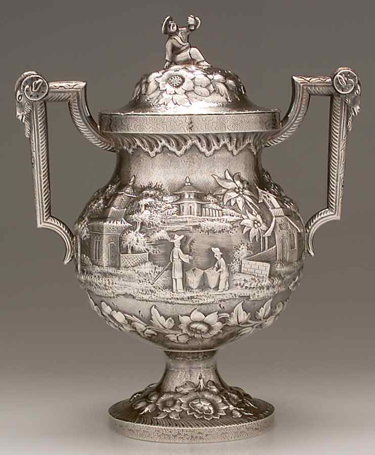 Coin Silver Hollowware Sugar Bowl & Lid by Robert & William Wilson-1