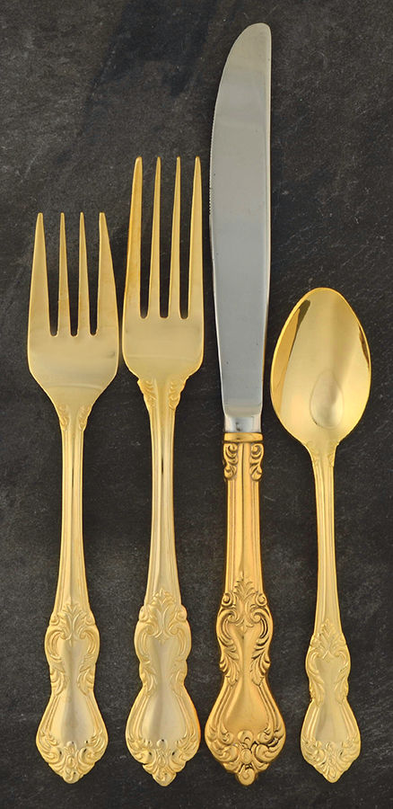 Golden Marlborough (Gold Electoplate) 4 Piece Place Setting by Reed & Barton-1