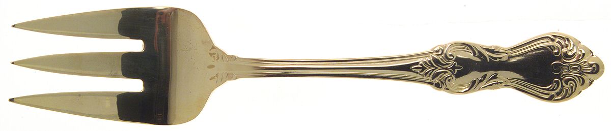 Golden Marlborough (Gold Electoplate) Medium Solid Cold Meat Serving Fork by Reed & Barton-1