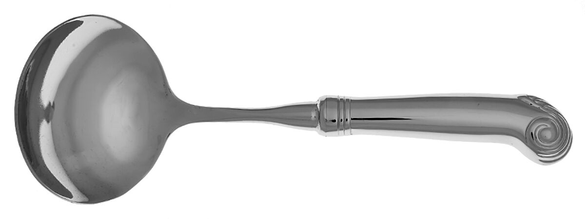 Williamsburg Royal Shell (Stainless) Gravy Ladle with No Spout Stainless Bowl HC by Reed & Barton-1