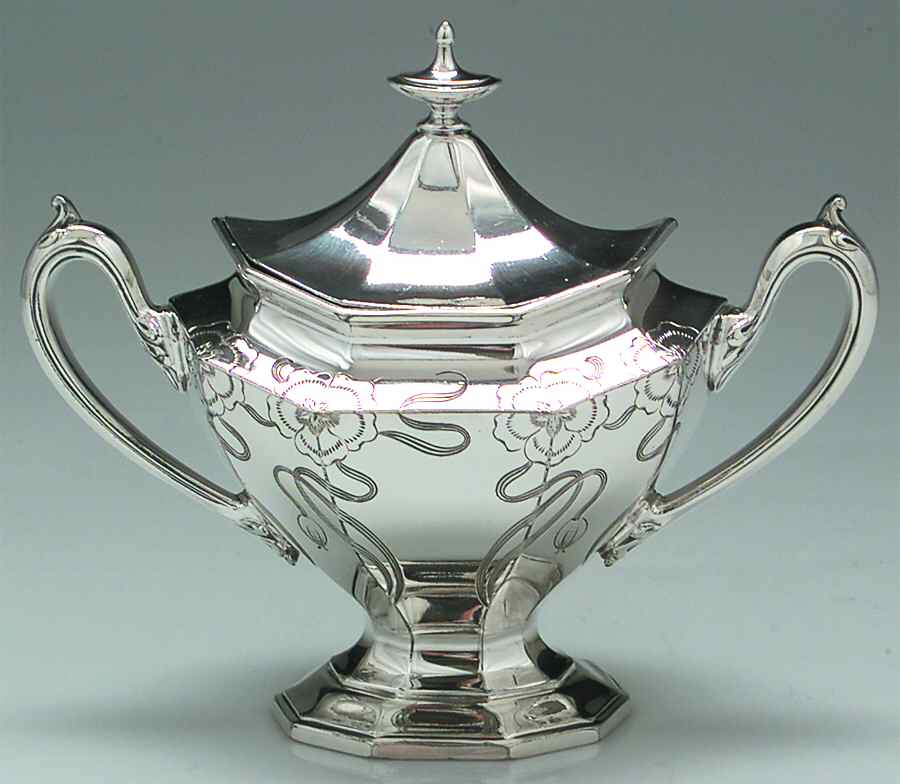 Sierra-Engraved (Silverplate, Hollowware) Sugar Bowl & Lid by Reed & Barton-1