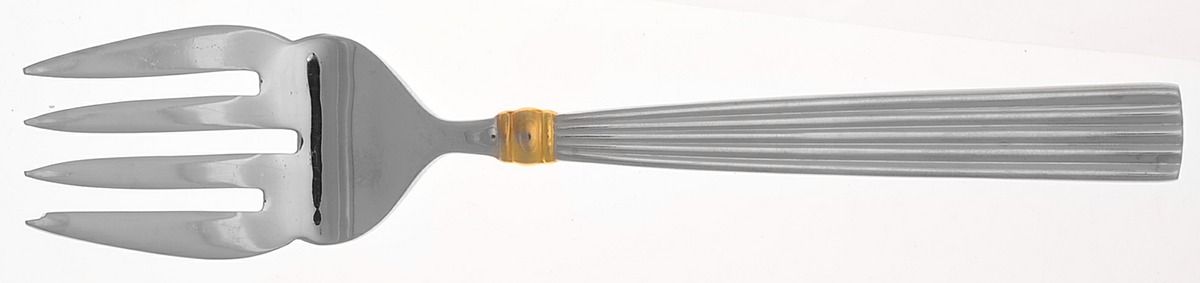 Crescendo (Matte, Gold Accent) Medium Solid Cold Meat Serving Fork by Reed & Barton-1