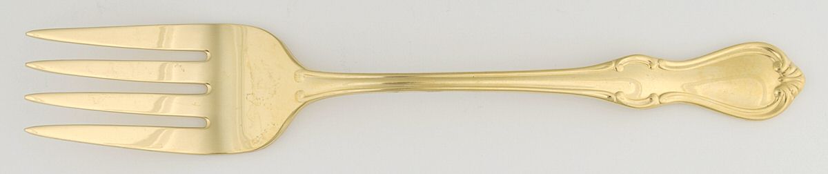 Camelot-Gold (Gold Electroplate) Medium Solid Cold Meat Serving Fork by Reed & Barton-1