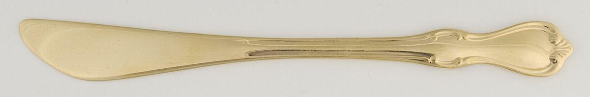 Camelot-Gold (Gold Electroplate) Flat Handle Butter Spreader by Reed & Barton-1