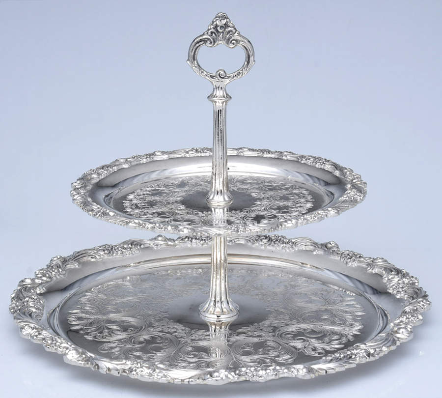 Burgundy (Silverplate, Hollowware, Newer) 2 Tier Serving Tray by Reed & Barton-1
