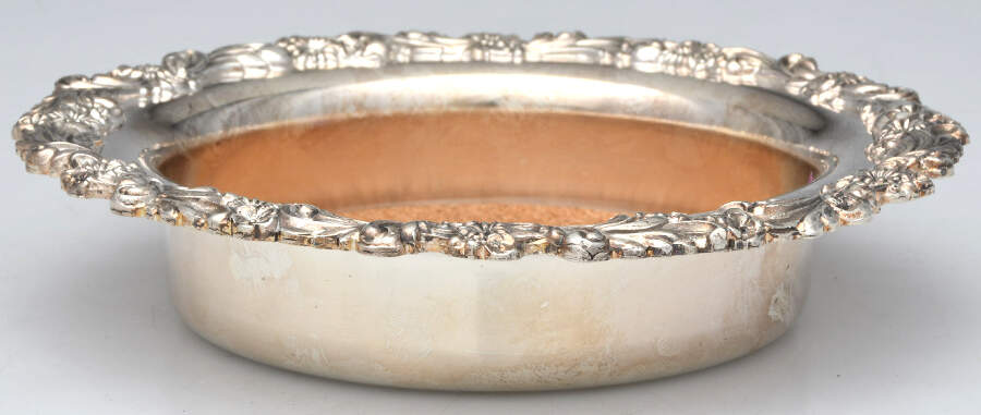 Burgundy (Silverplate, Hollowware, Newer) Wine Coaster with Cork Insert by Reed & Barton-1