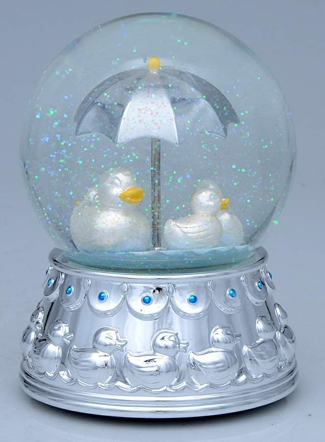 Something Duckie (Silverplate, Hollowware) Musical Water Globe by Reed & Barton-1